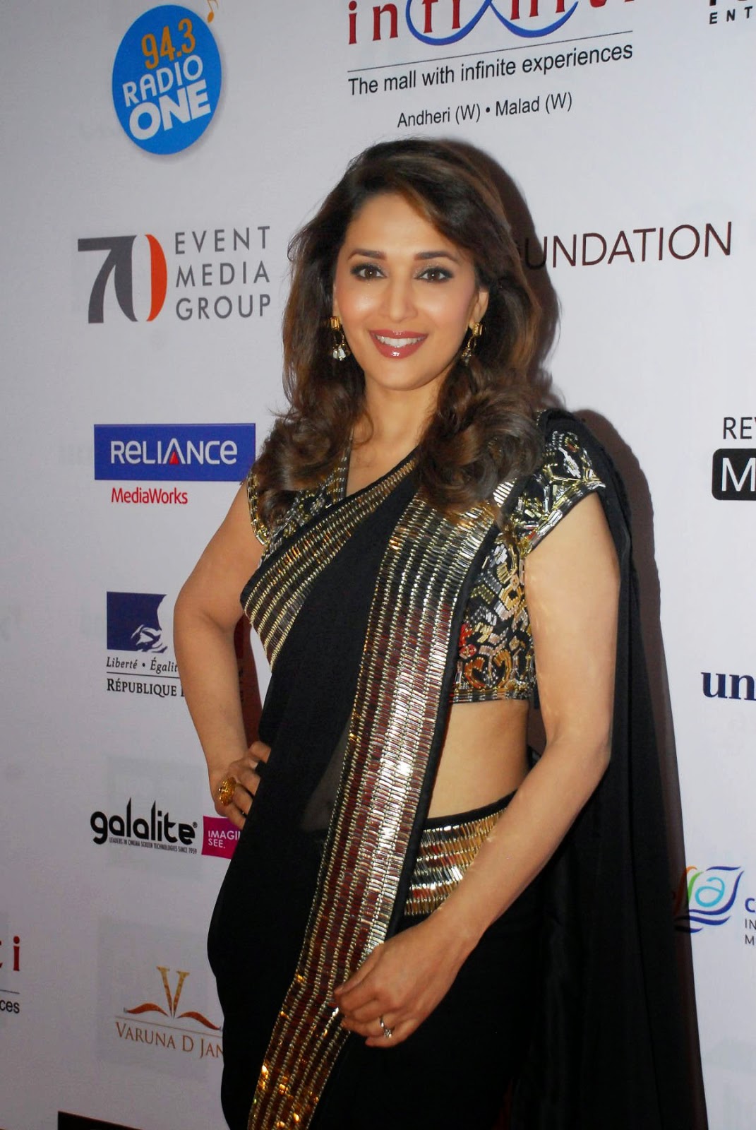 Bollywood Diva MADHURI DIXIT stills in Black Saree at Film Festival