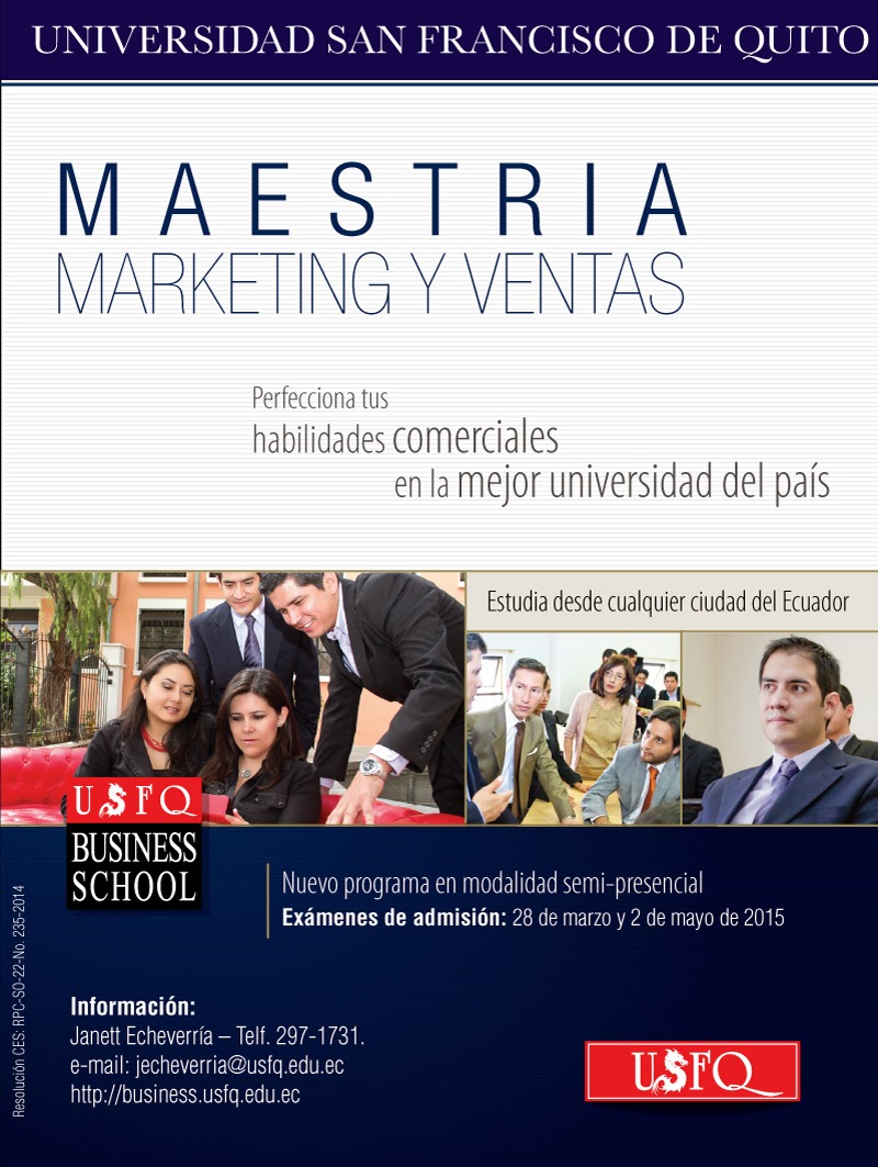 Exámenes de Admisión para la modalidad semi-presencial de la Maestría en Marketing y Ventas. 28 marzo y 2 mayo 2015