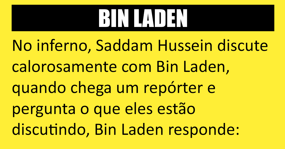 Saddam Hussein e Bin Laden no inferno Saddam Hussein e Bin Laden no inferno