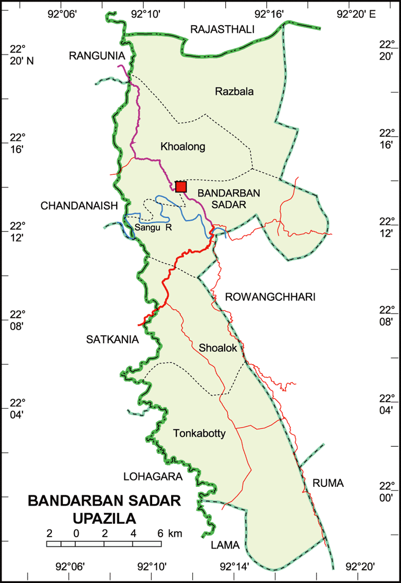 Bandarban Sadar Upazila Map Bandarban District Bangladesh