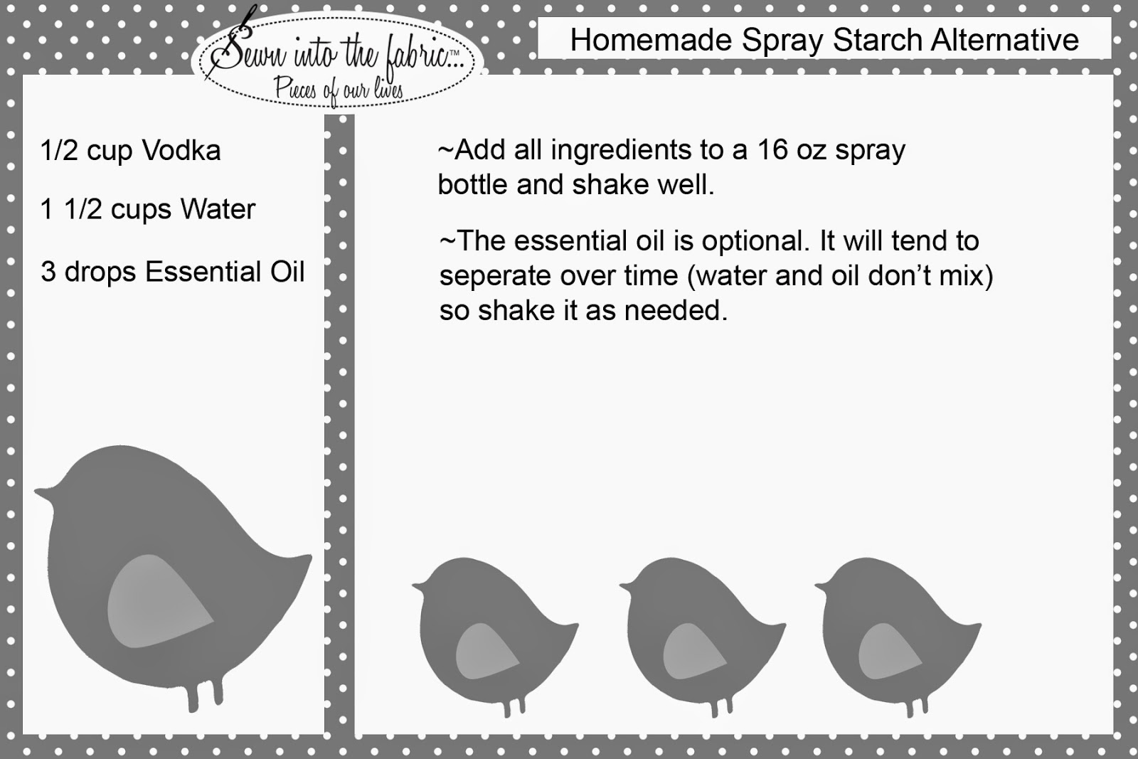Pieces of Rana's Life Spray Starch Alternative