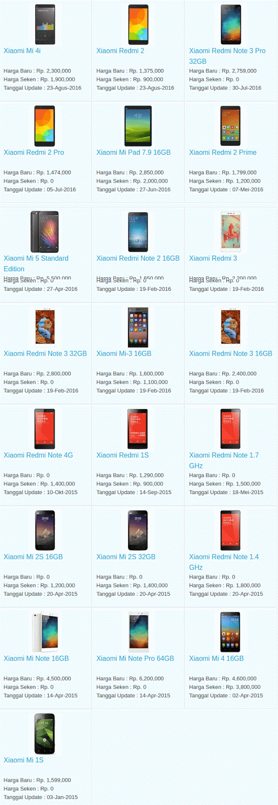 Harga Hp Terbaru Xiaomi September 2016 Harga Hp Terbaru Xiaomi September 2016