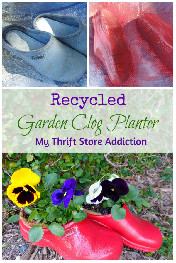 Recycled Garden Clog Planter mythriftstoreaddiction.blogspot.com Repurpose worn garden clogs as a creative planter
