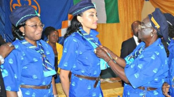 Lara Oshiomhole decorated by the Nigerian Girls Guide Association.
