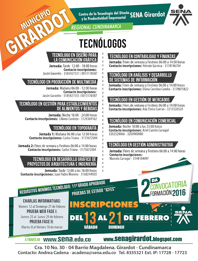 Carreras Tecnológicas para la sede de Girardot