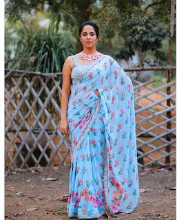 Anchor Anasuya Bharadwaj Pink Blue Saree HD Photos Anchor Anasuya Bharadwaj Pink Blue Saree HD Photos