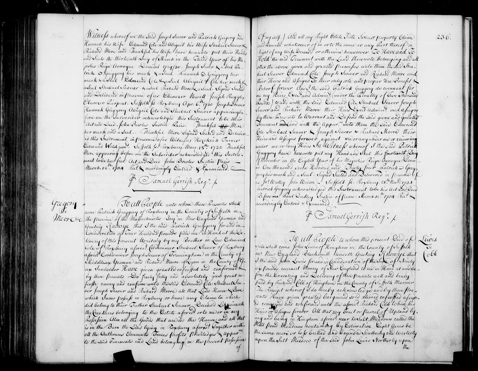 GeneaMusings Amanuensis Monday Deed Records for Shubael Seaver (16401730) in Roxbury