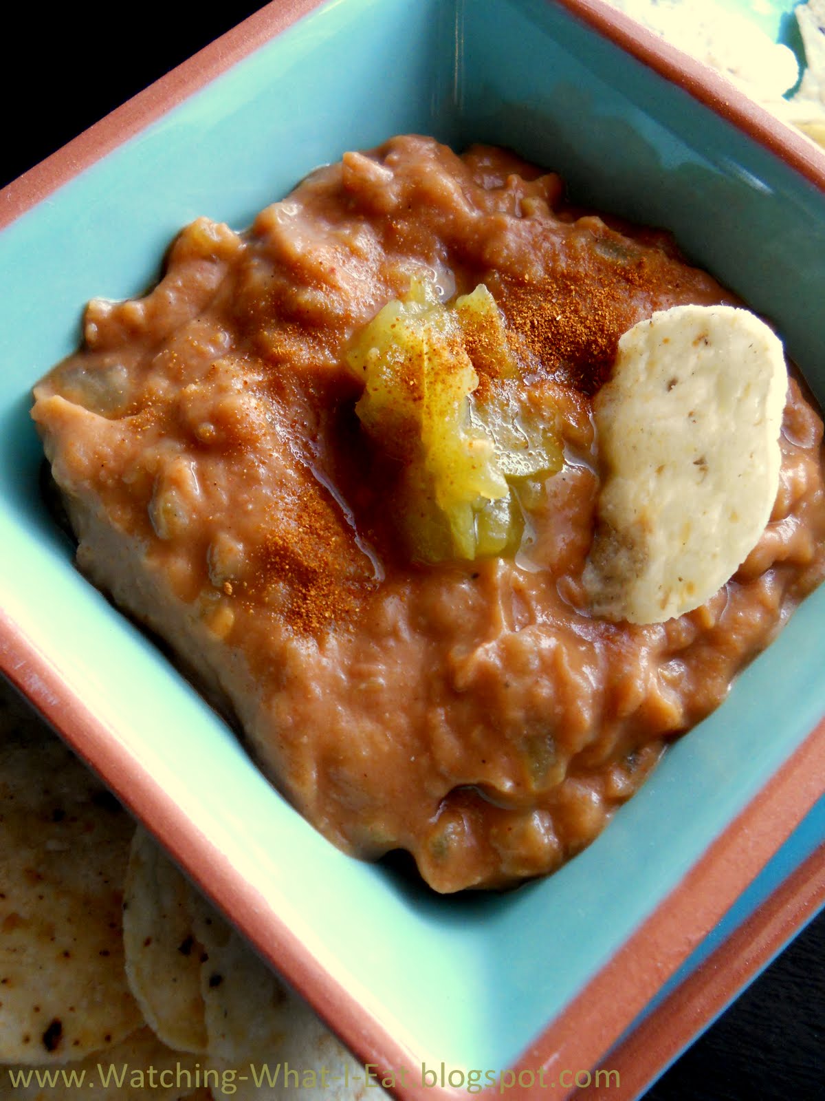 Watching What I Eat Green Chili Bean Dip Fat Free & Fabulous