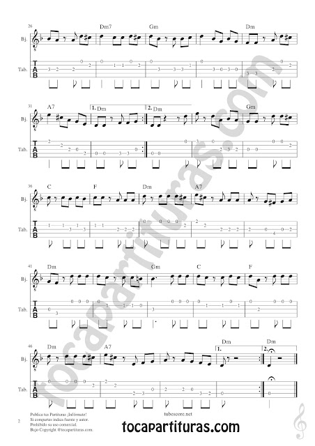 Hoja 2  Tablatura y Partitura de Banjo Punteo de Ha vuelto el Ñolo Tablature Banjo Tabs Sheet Music