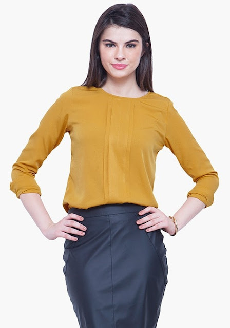 PLEAT PLEASE BLOUSE - MUSTARD INR- 1100 PLEAT PLEASE BLOUSE - MUSTARD INR- 1100