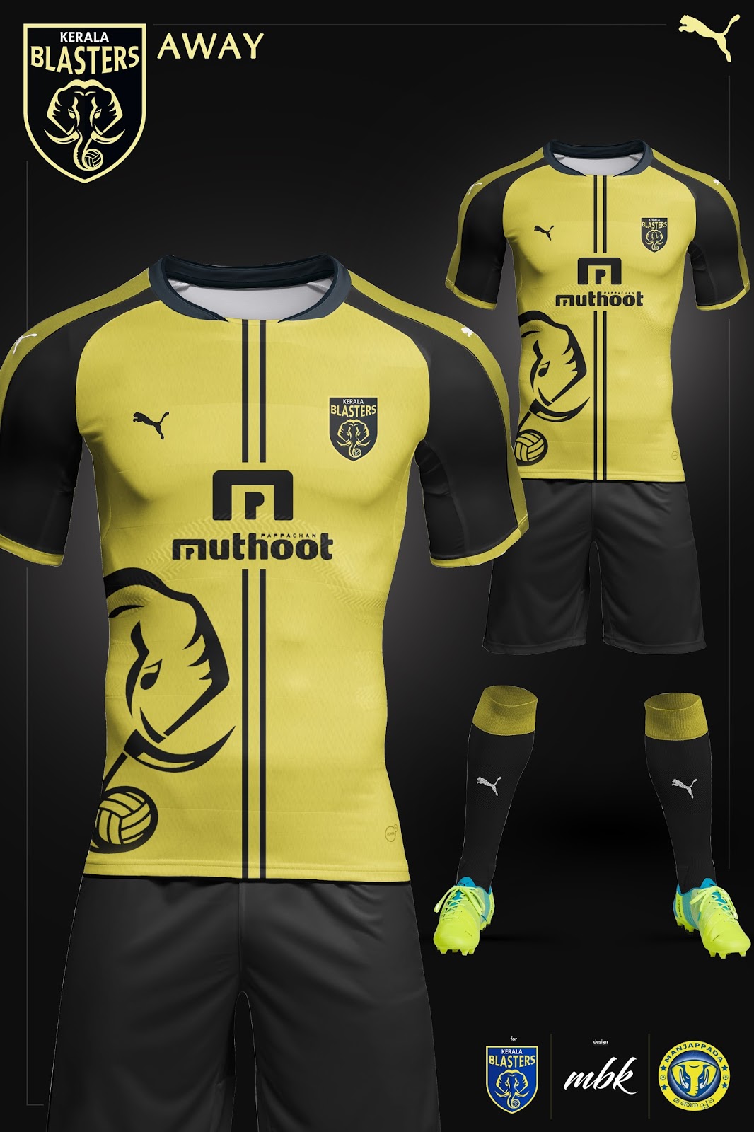 MBK GFX Kerala Blasters FC 2017/18 Away Kit Concept by MBK innovations'
