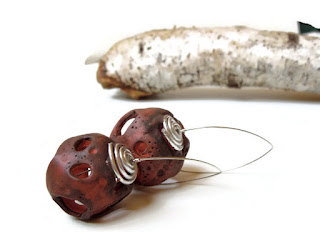 Hollow globes meteorite earrings
