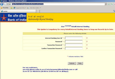 bank of india online banking login