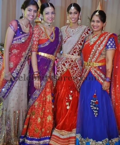 Cute Girls in Classy Half Sarees - Saree Blouse Patterns