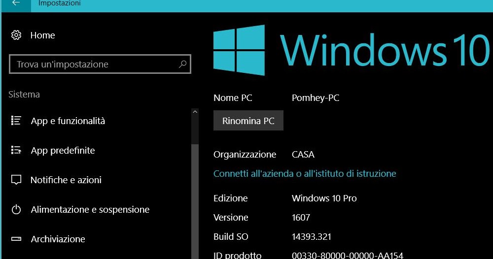 Verifica quale versione Windows e che computer sto usando