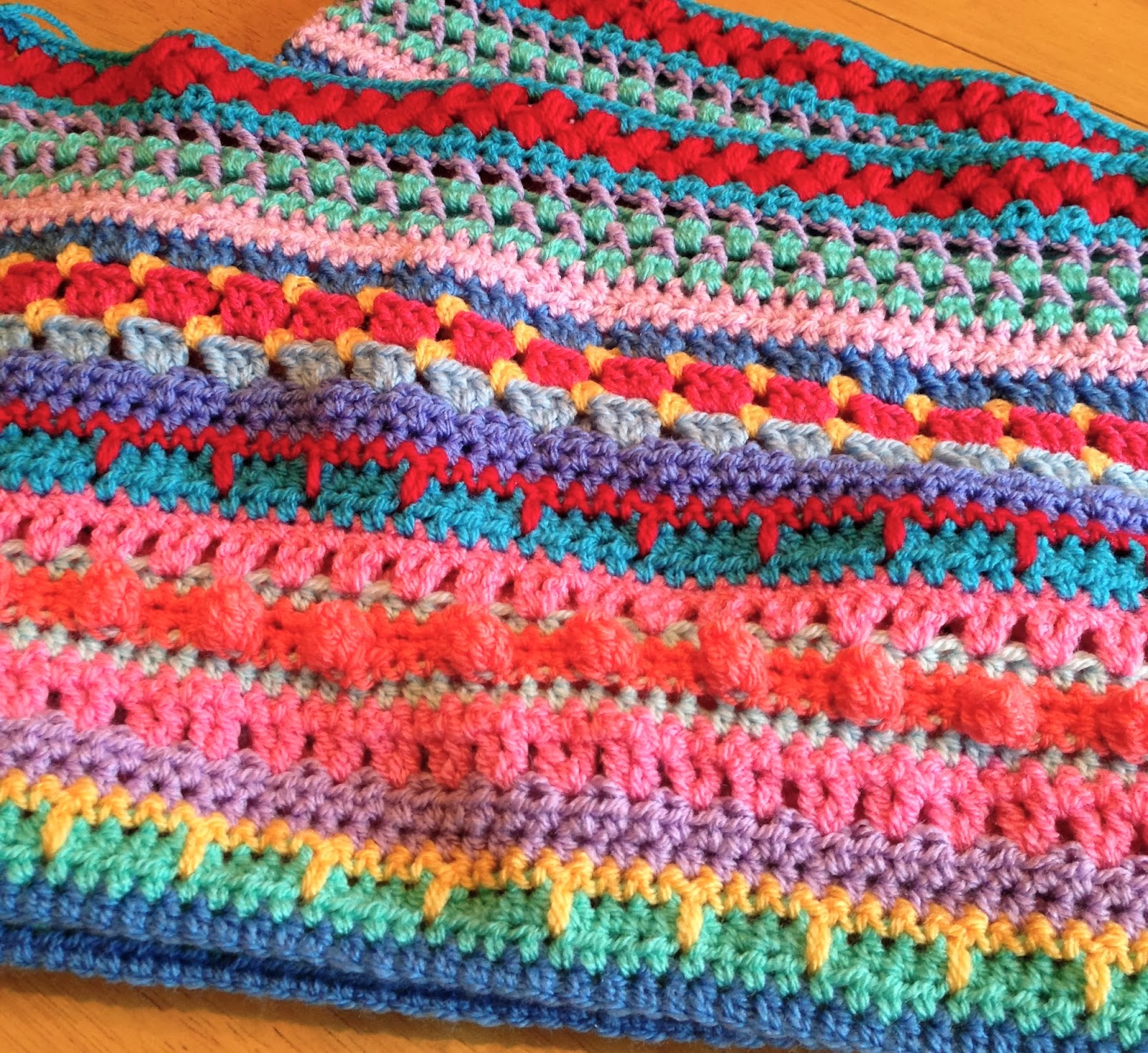 Da's Crochet Connection: MCA-Multi-stitch Stripe Blanket #5