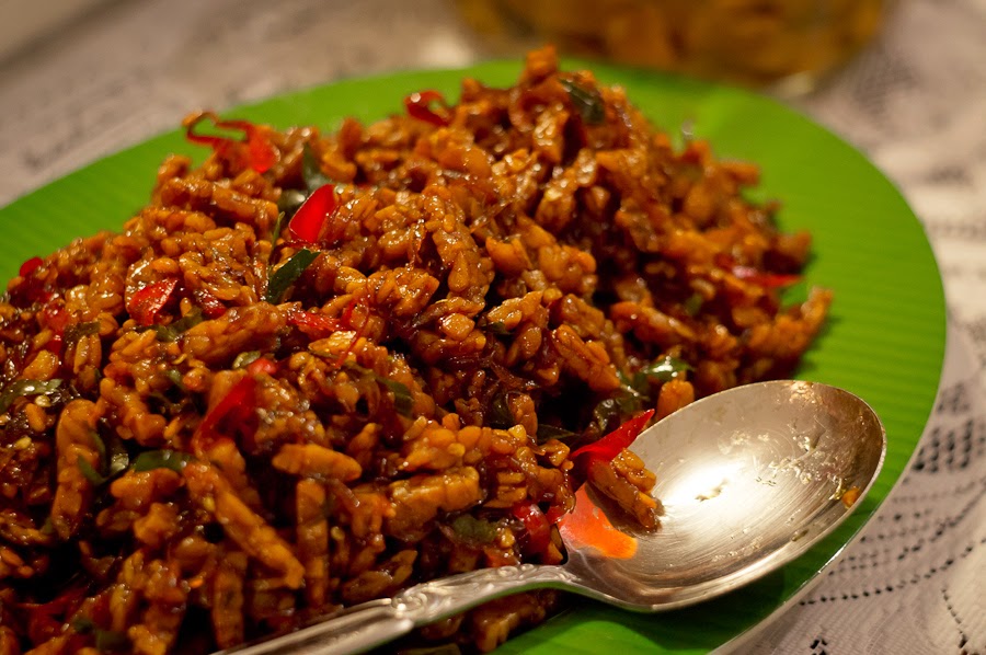 Fried Tempeh in spicy sauce ( Kering tempe ) Indonesian recipes