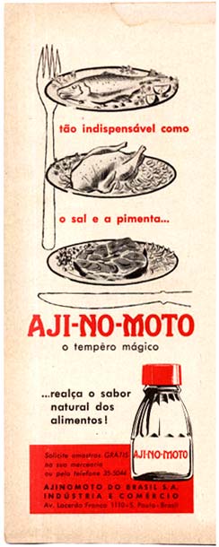 Propaganda veiculada nos anos 50 para promover o Ajinomoto