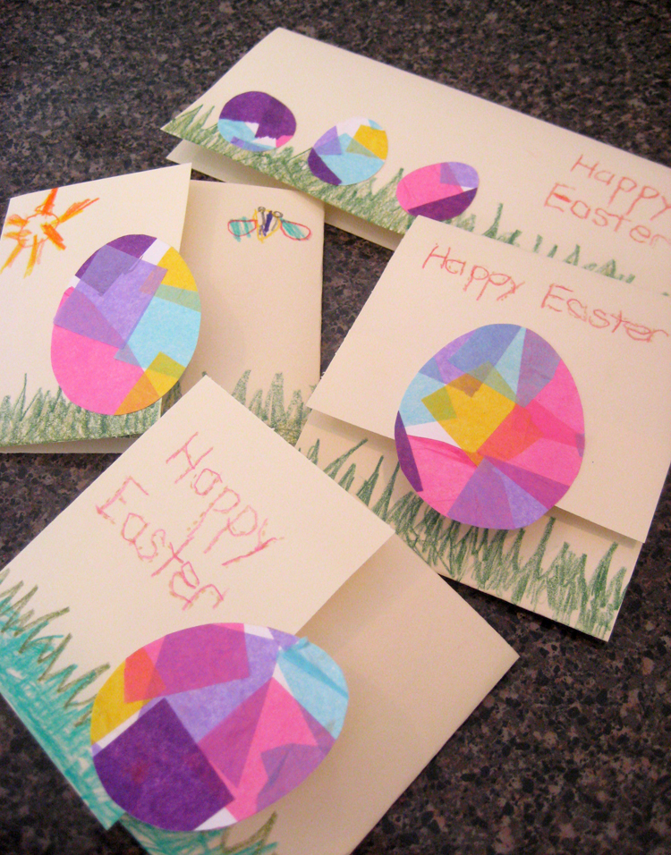 Easter Cards Tissue Paper Eggs