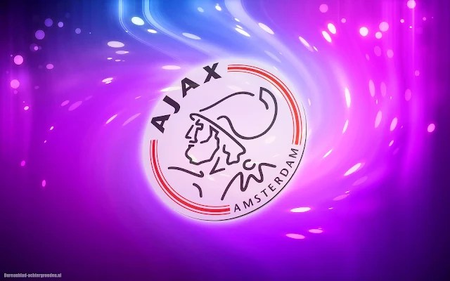 Paars abstracte Ajax wallpaper met cirkels en logo
