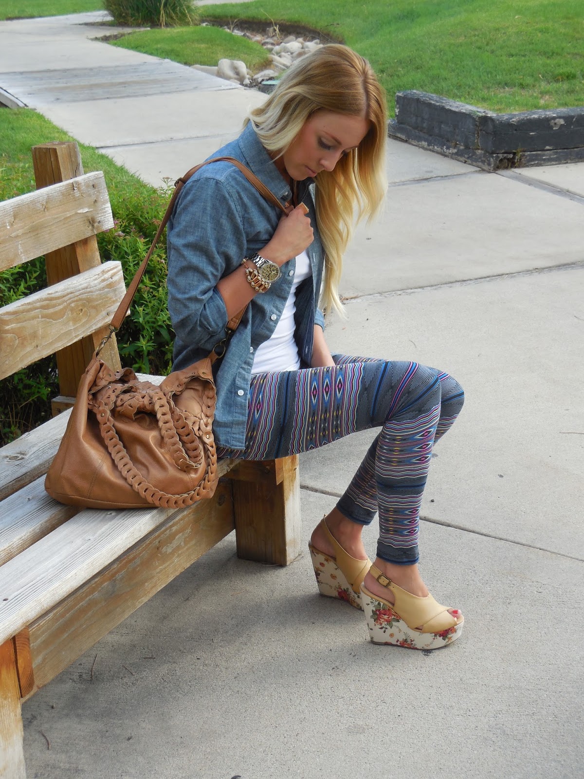 Semi-Sheer Mesh Tribal Patterned Leggings