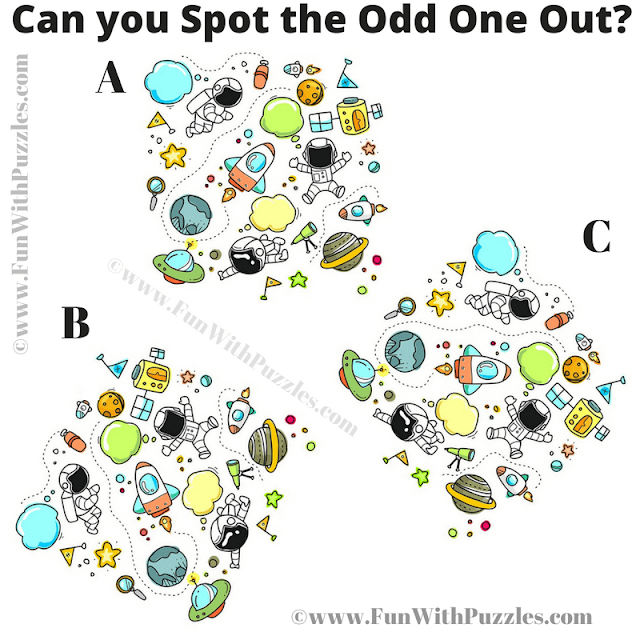 Astronomical Odd One Out: Doodle Picture Riddle for Kids