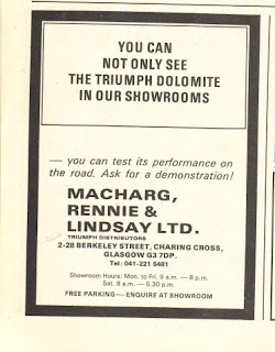 Macharg Rennie and Lindsay Ltd - Glasgow advert from Motor 08 January 1972