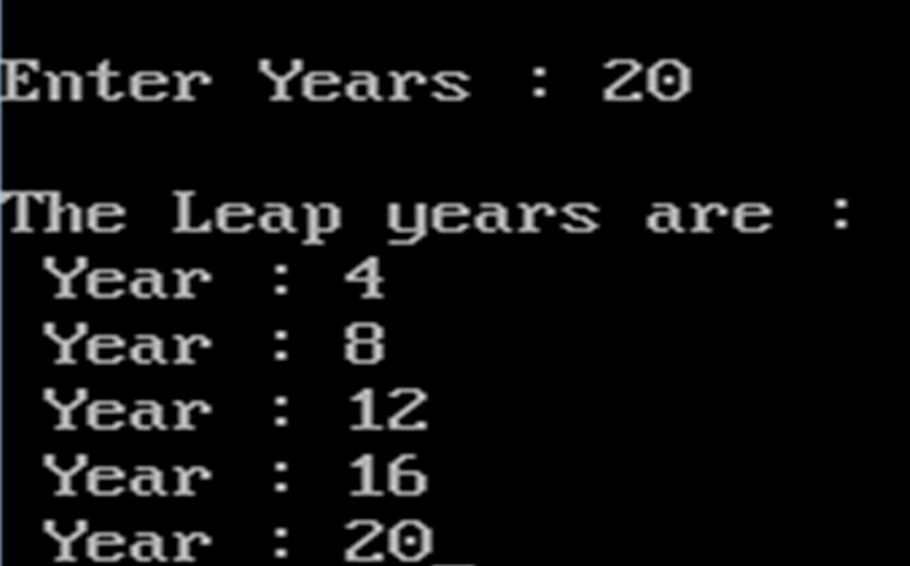 A C program to print all leap years from 1 to N