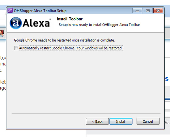 Cara pasang Alexa Toolbar OHBlogger di Pelayar Internet