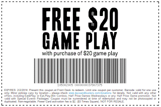 Dave and Buster's Printable Coupons June 2017