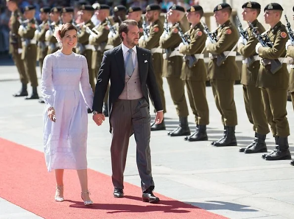 Members of the Grand Ducal Family of Luxembourg attended Te Deum Church Service, Maria Teresa, Grand Duke Guillaume and Grand Duchess Stephanie, Prince Louis and Princess Tessy, Prince Félix and Princess Claire