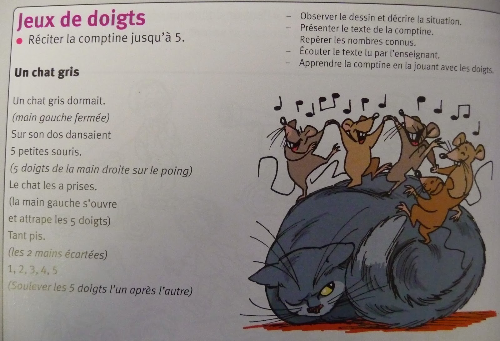 La classe des Gustins et Gustines La comptine du chat gris