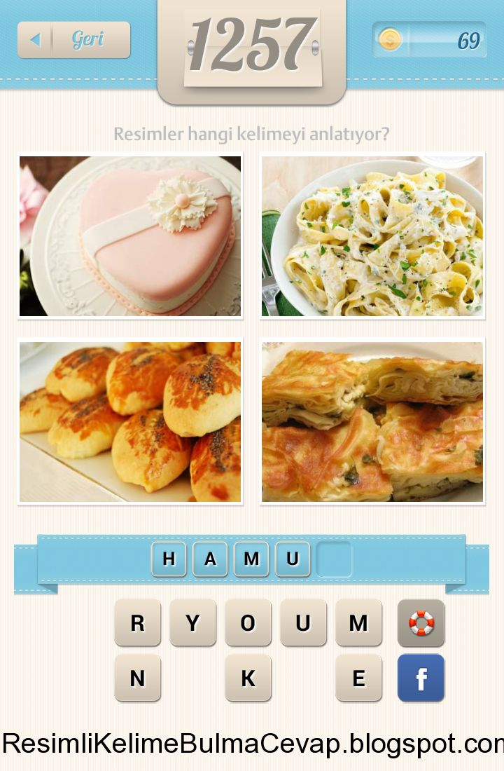 Yaş pasta makarna poğaça börek 1257 cevabı Resimli Kelime Bulmaca