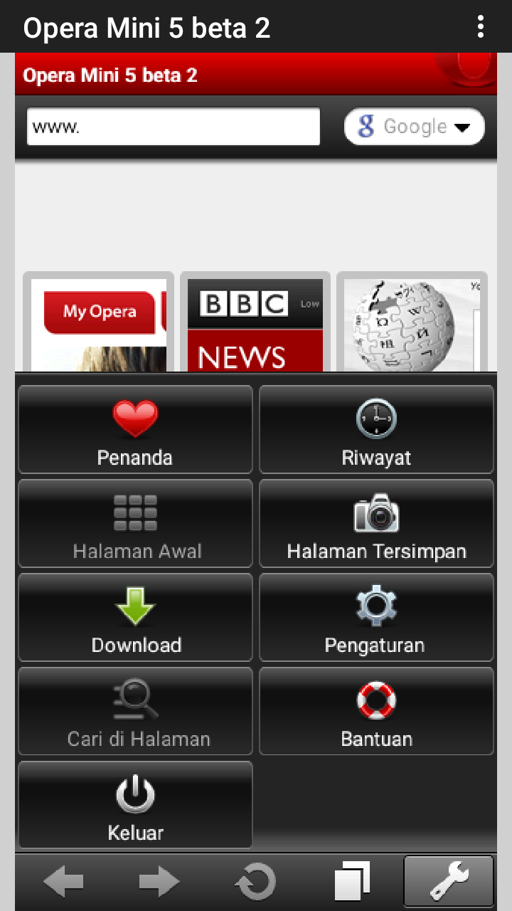 Download Opera mini version java 5 beta 2 html