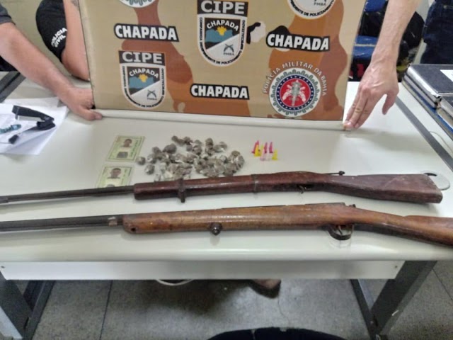 Cipe Chapada apreende drogas e armas de fogo na manhã deste domingo (8) em Macajuba