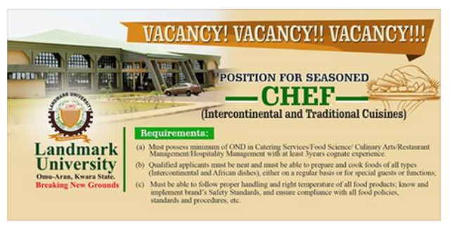 Landmark University Job Vacancy Landmark University Job Vacancy