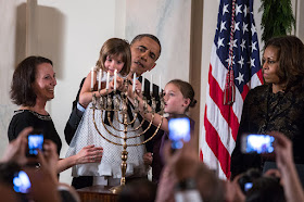 President Obama lights a menorah in the White House. President Trump is having trouble getting a menorah loaned to the White House.