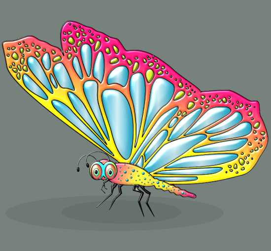 Mariposa cartoon de vivos colores