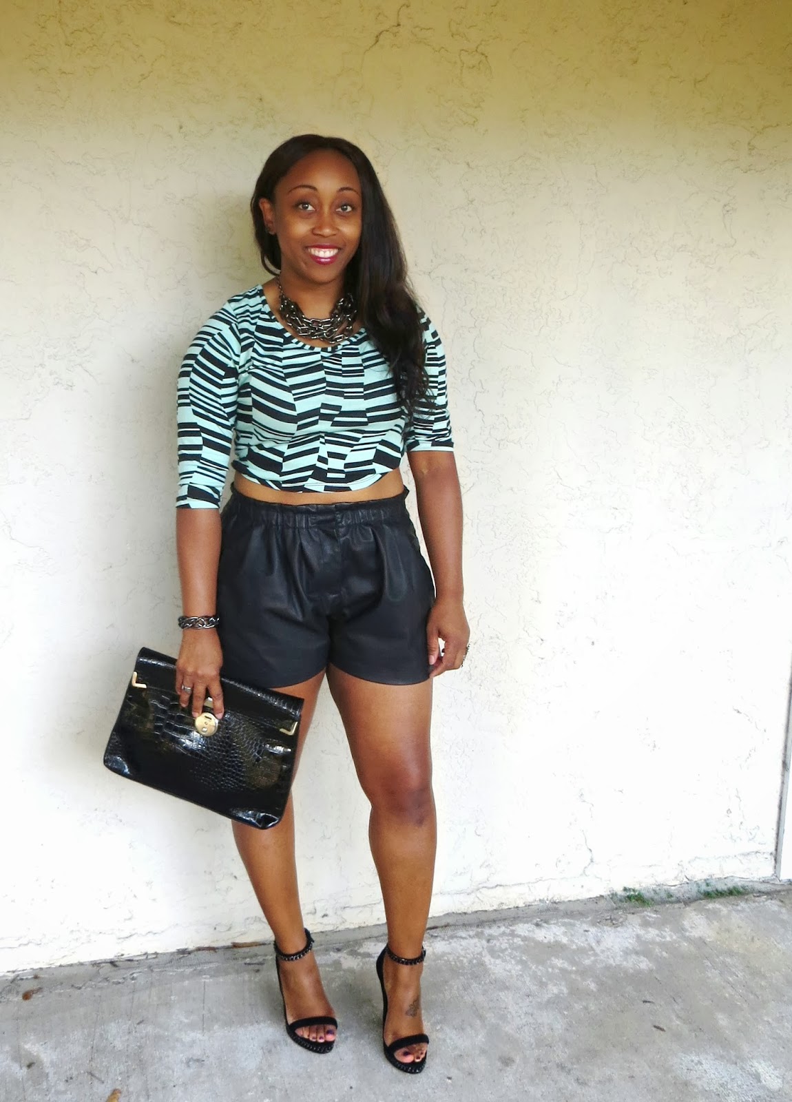 Outfit: Crop Top and Leather Shorts