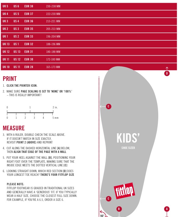 QE Happy Feet!: Size Guides