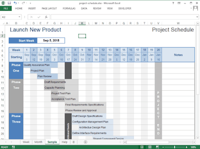project-schedule-5 template tata laksana pekerjaan Excel gratis
