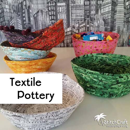 StitchCraft of Boca Textile Pottery FabricWrapped Bowls
