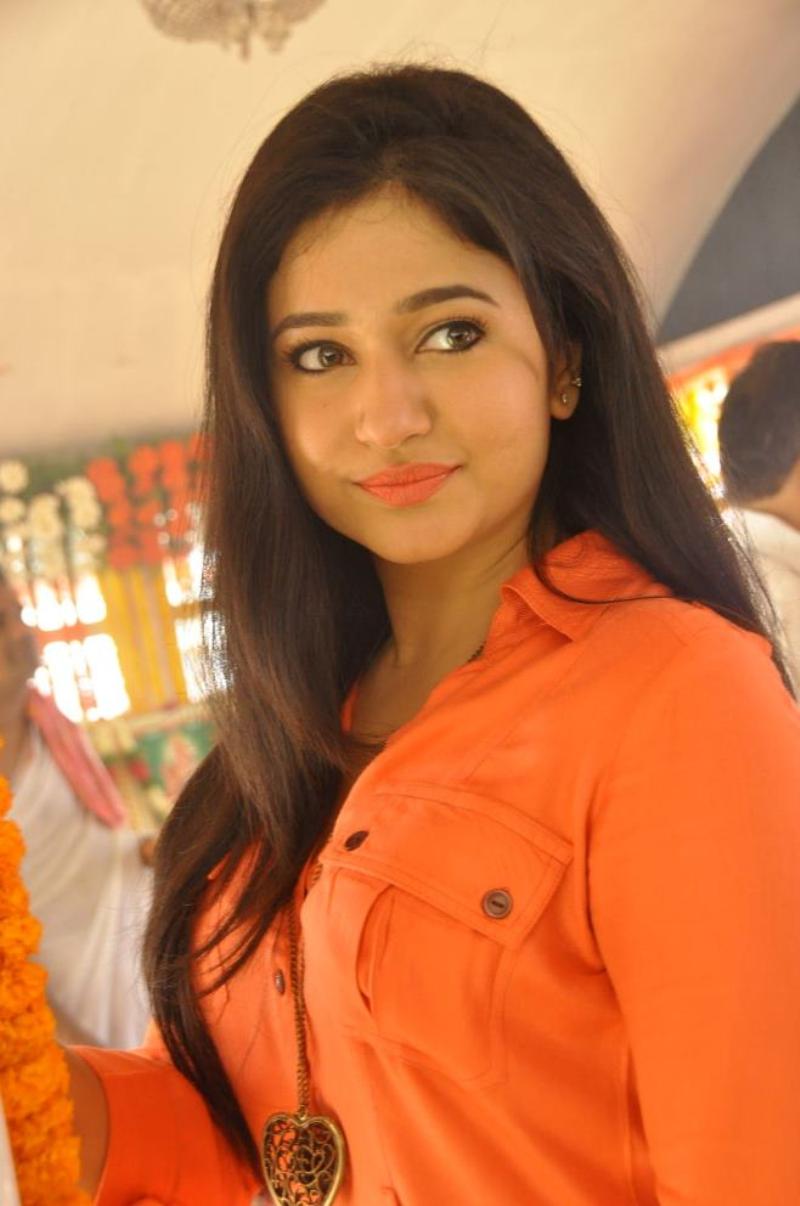 Beautiful Telugu Girl Poonam Bajwa Long Hair In Orange Dress
