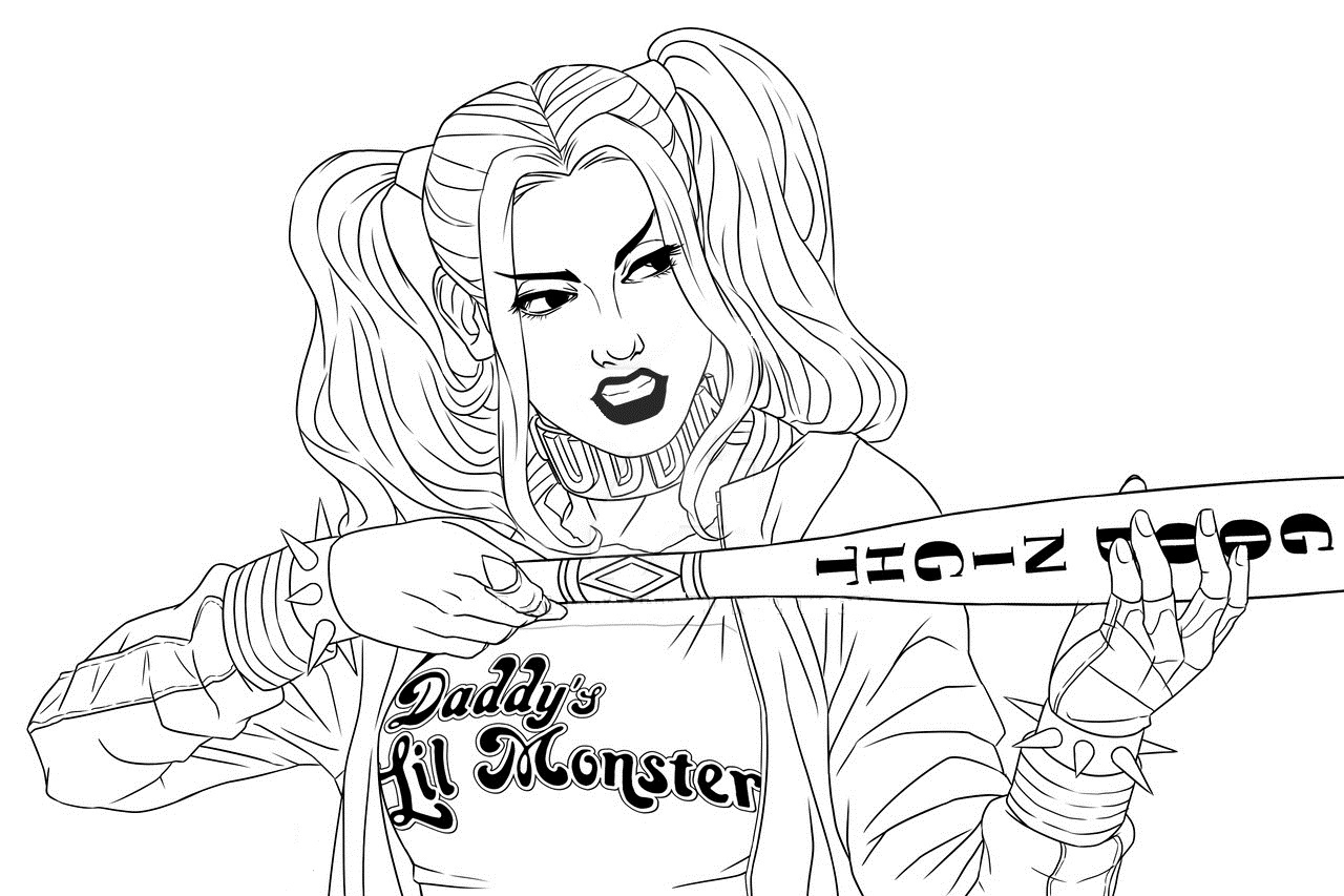 Harley Quinn Suicide Squad Coloring Page Free Printable Coloring Harley Quinn Suicide Squad Coloring Page Free Printable Coloring