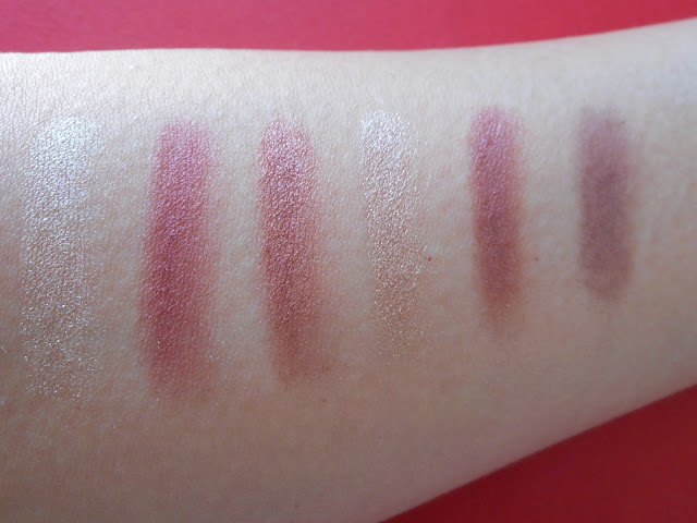 Maybelline The Burgundy Bar palette, lower row swatches (left to right)