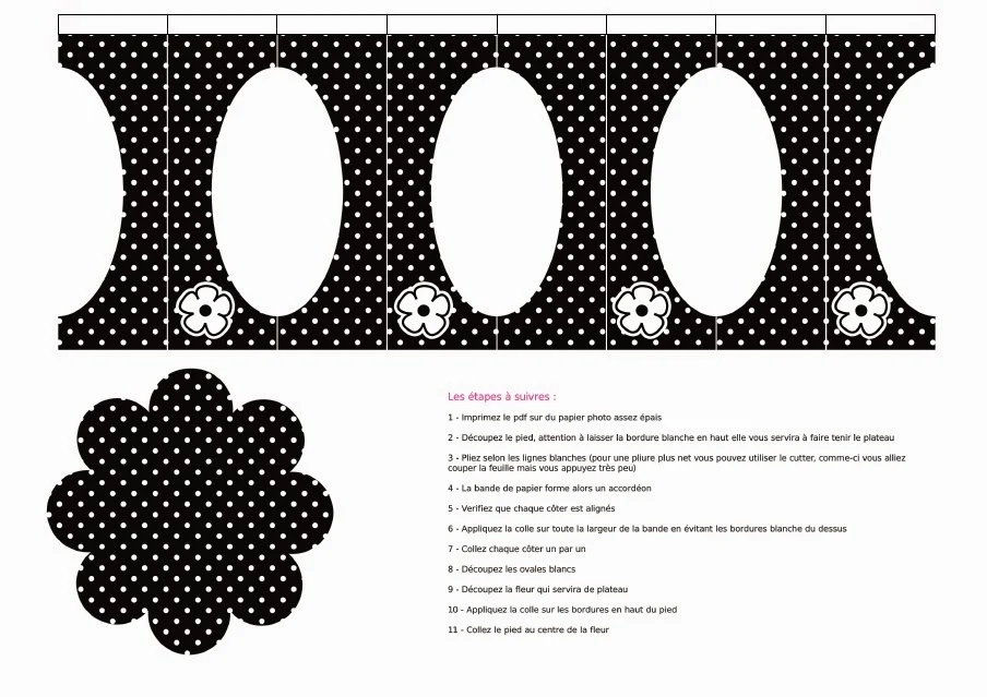 Negro con Lunares Blancos: Stand para Cupcakes para Imprimir Gratis. 
