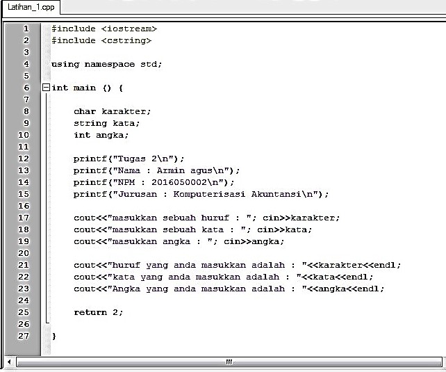Contoh Program dengan Bahasa C++