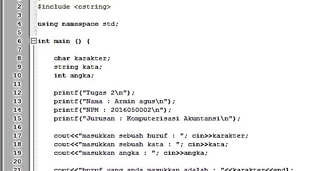 Contoh Program dengan Bahasa C++