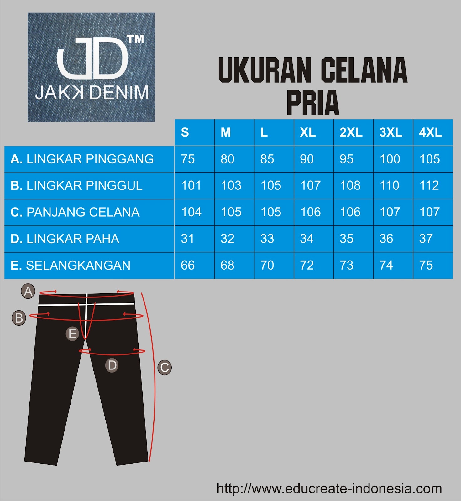 Ukuran Celana Pria Homecare24