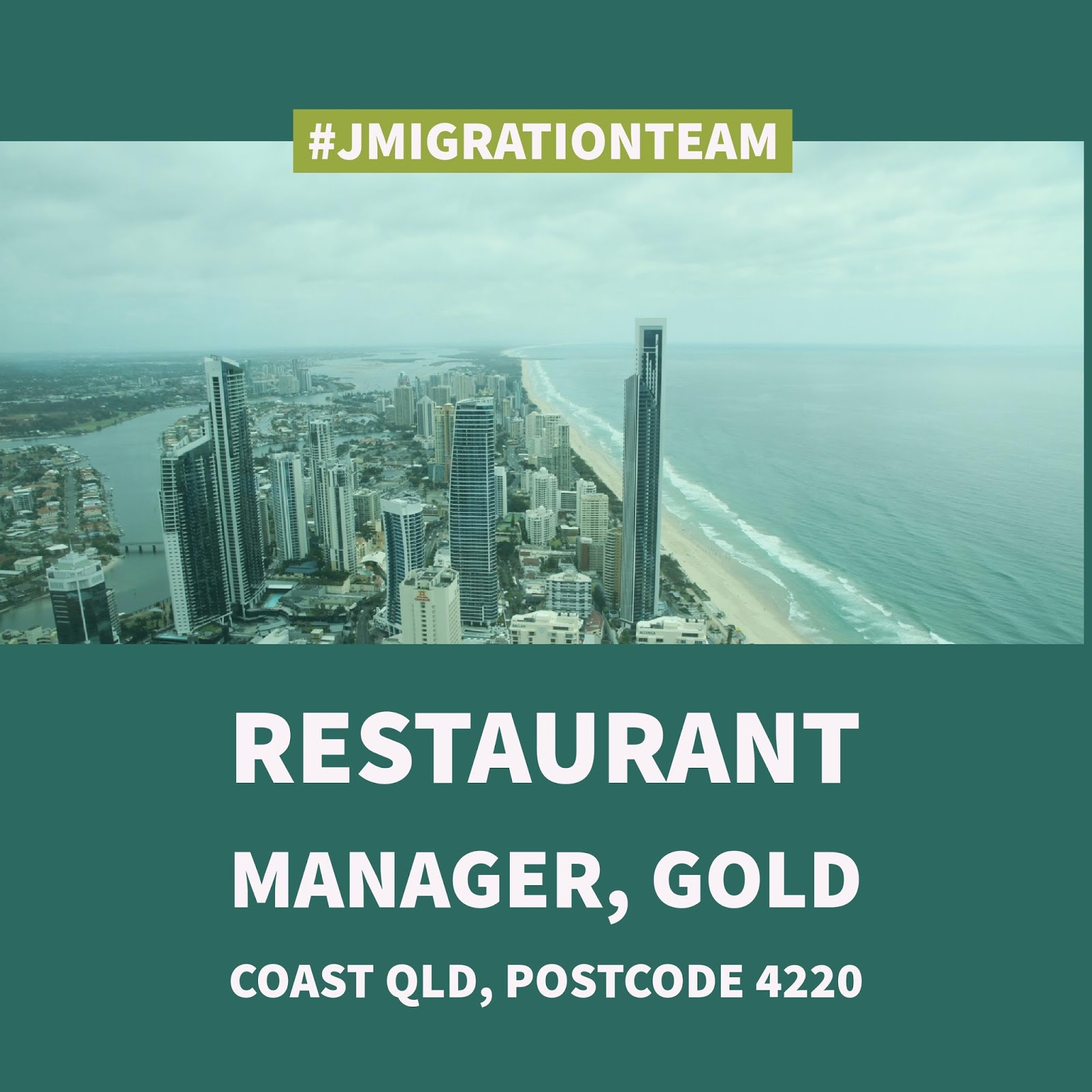 J Migration Team วีซ่าออสเตรเลีย Restaurant Manager, Gold Coast QLD